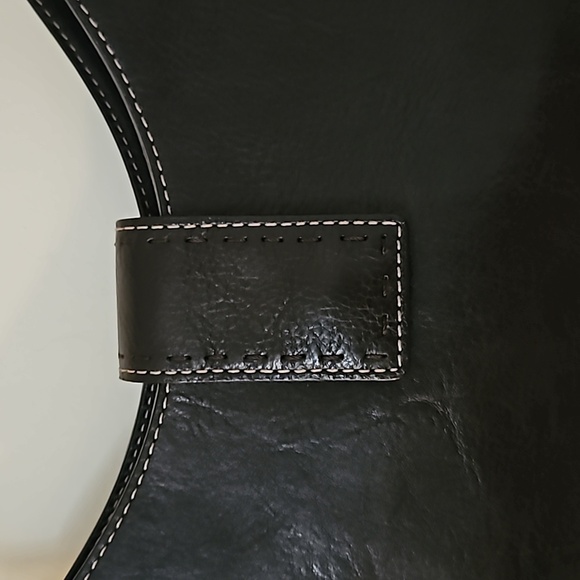 VTG FOSSIL Y2k Black Leather Shoulder Bag - Picture 4 of 10